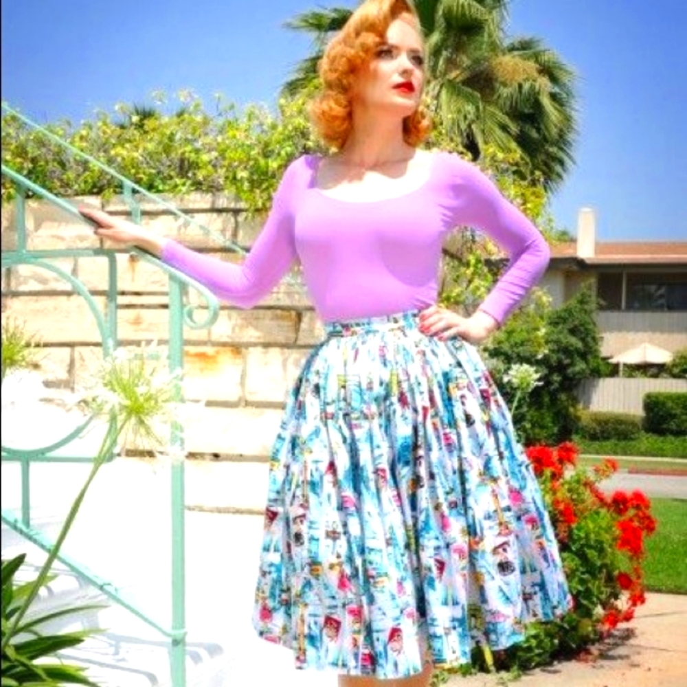 Pinup Couture Jenny Skirt in Paris Print XS